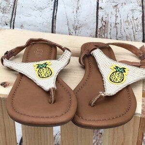 Sugar Pineapple Embroidered Patch Sandals Size 7.5 M Thong Sandal with Sling Bac